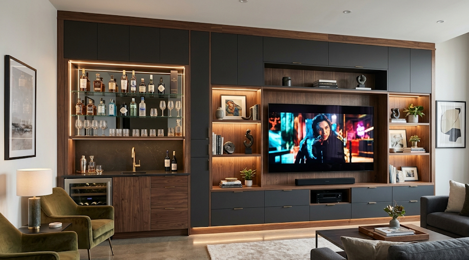 Read more about the article Custom Full-Wall Media and Entertainment Centers