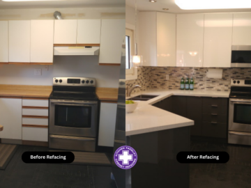 before and after picture of a refacing project